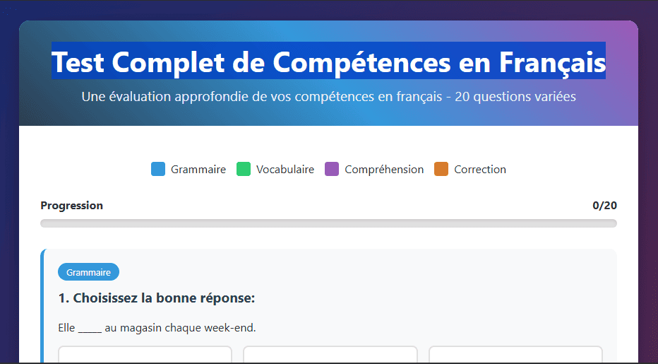 Test Complet de Compétences en Français